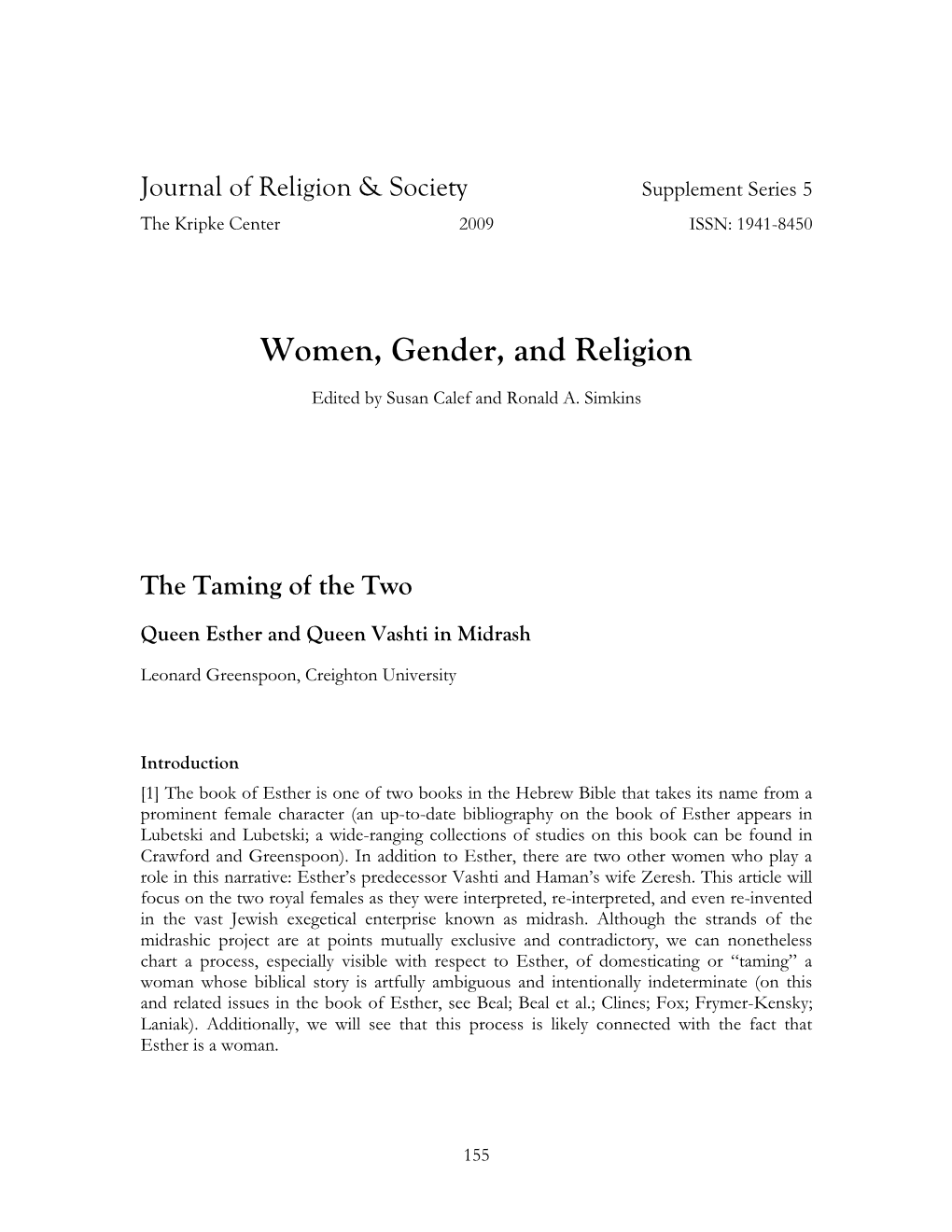 Women, Gender, and Religion