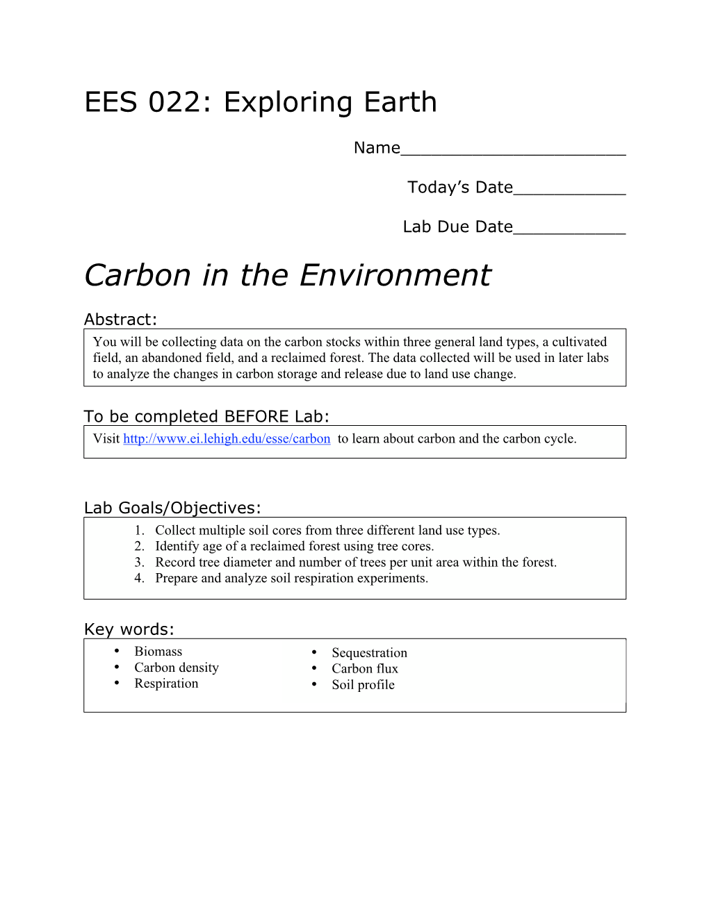 Carbon in the Environment