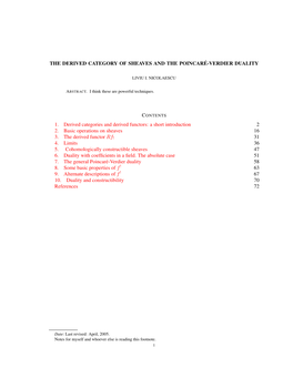 The Derived Category of Sheaves and the Poincare-Verdier Duality