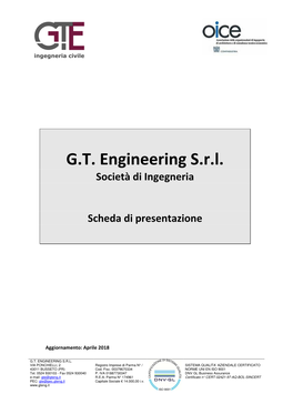 Scheda Di Presentazione GT 04-2018