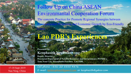 Lao PDR's Experiences