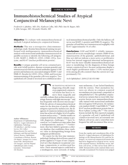 Immunohistochemical Studies of Atypical Conjunctival Melanocytic Nevi