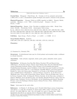 Tellurium Te C 2001-2005 Mineral Data Publishing, Version 1
