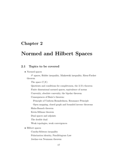 Normed and Hilbert Spaces