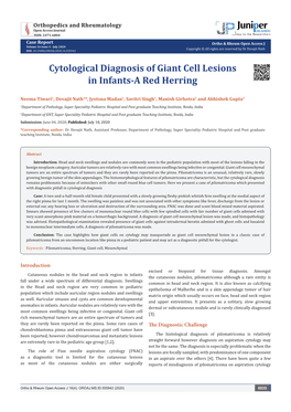 Cytological Diagnosis of Giant Cell Lesions in Infants-A Red Herring