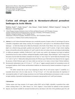 Carbon and Nitrogen Pools in Thermokarst-Affected Permafrost Landscapes in Arctic Siberia