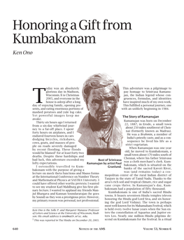 Honoring a Gift from Kumbakonam, Volume 53, Number 6