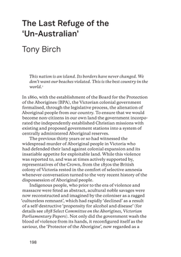 'Un-Australian' Tony Birch