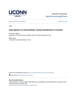 Hate Speech on Social Media: Content Moderation in Context