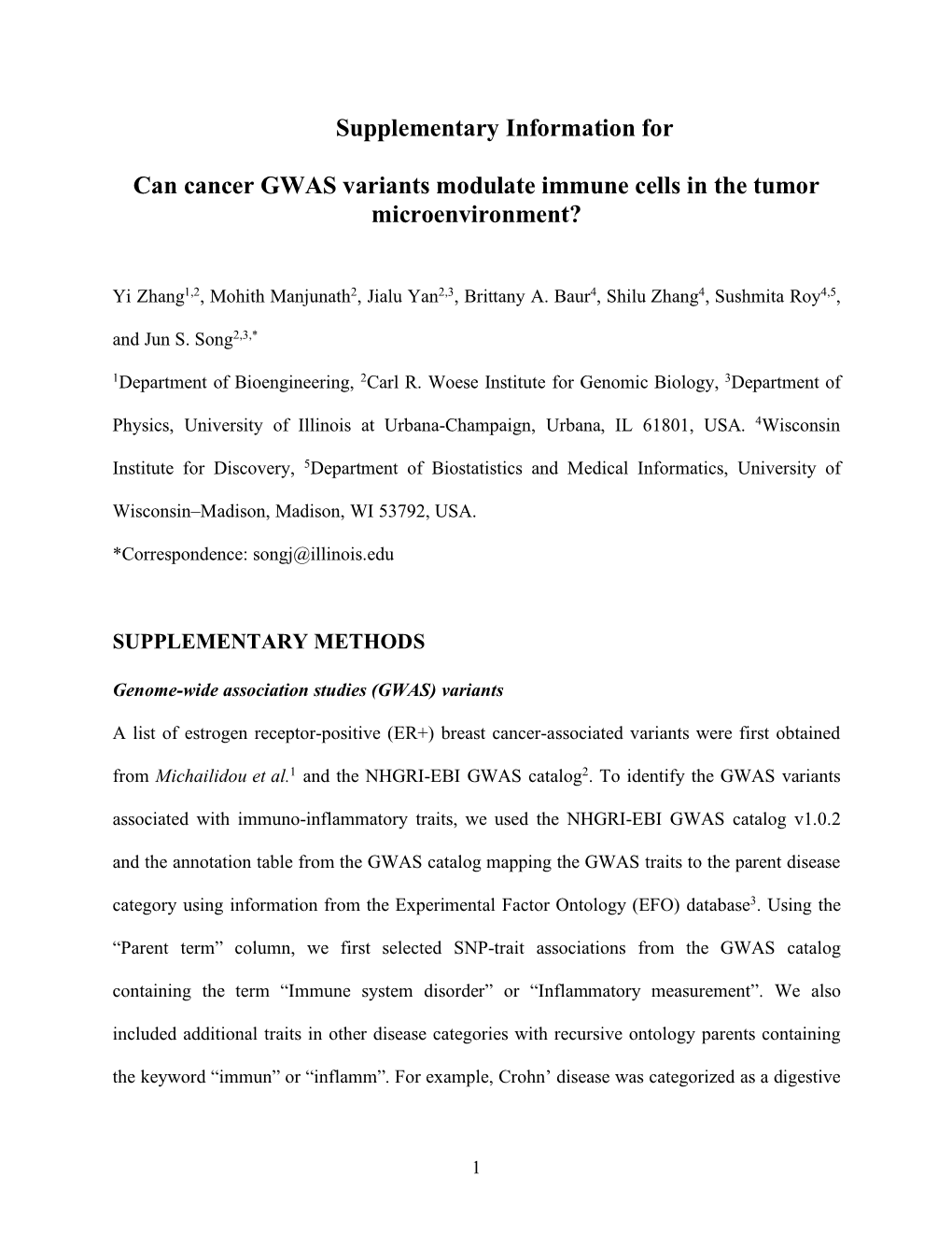 Supplementary Information for Can Cancer GWAS Variants Modulate