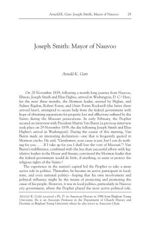 Joseph Smith, Mayor of Nauvoo 29