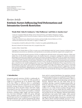 Extrinsic Factors Influencing Fetal Deformations and Intrauterine