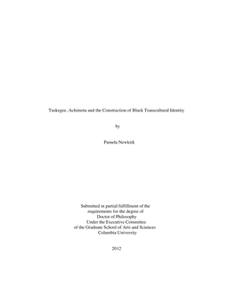 Tuskegee, Achimota and the Construction of Black Transcultural Identity by Pamela Newkirk Submitted in Partial Fulfillment of Th