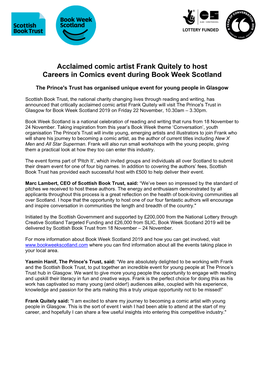 Frank Quitely to Host Comics Workshop for Book Week Scotland.Pdf