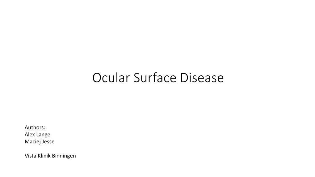 Ocular Surface Disease