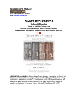 DINNER with FRIENDS by Donald Margulies