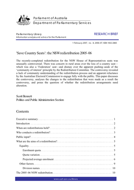 The NSW Redistribution 2005-06