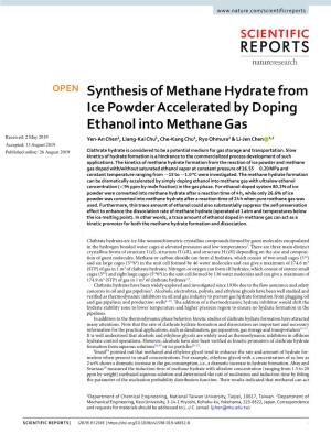 Synthesis of Methane Hydrate from Ice Powder Accelerated by Doping