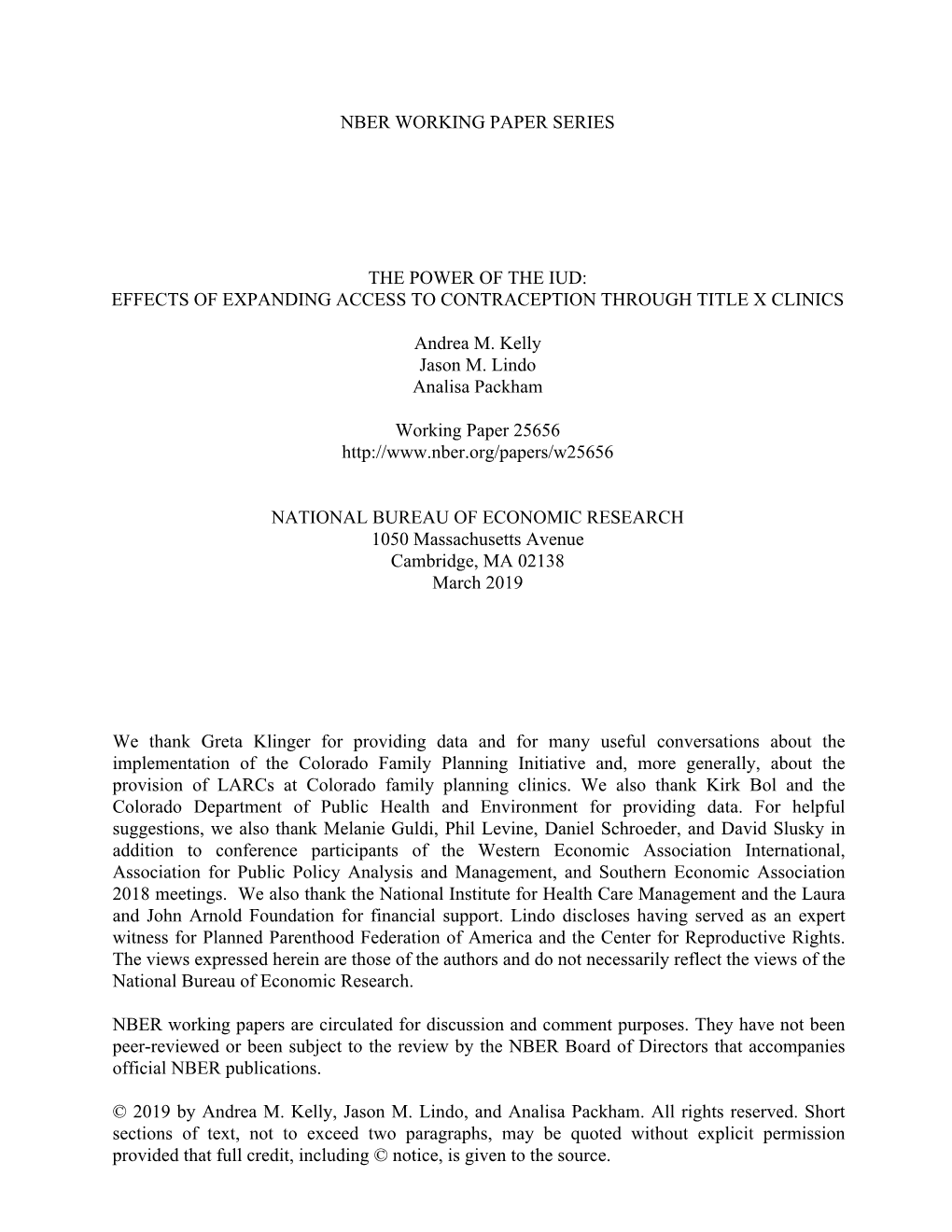 Nber Working Paper Series the Power of The