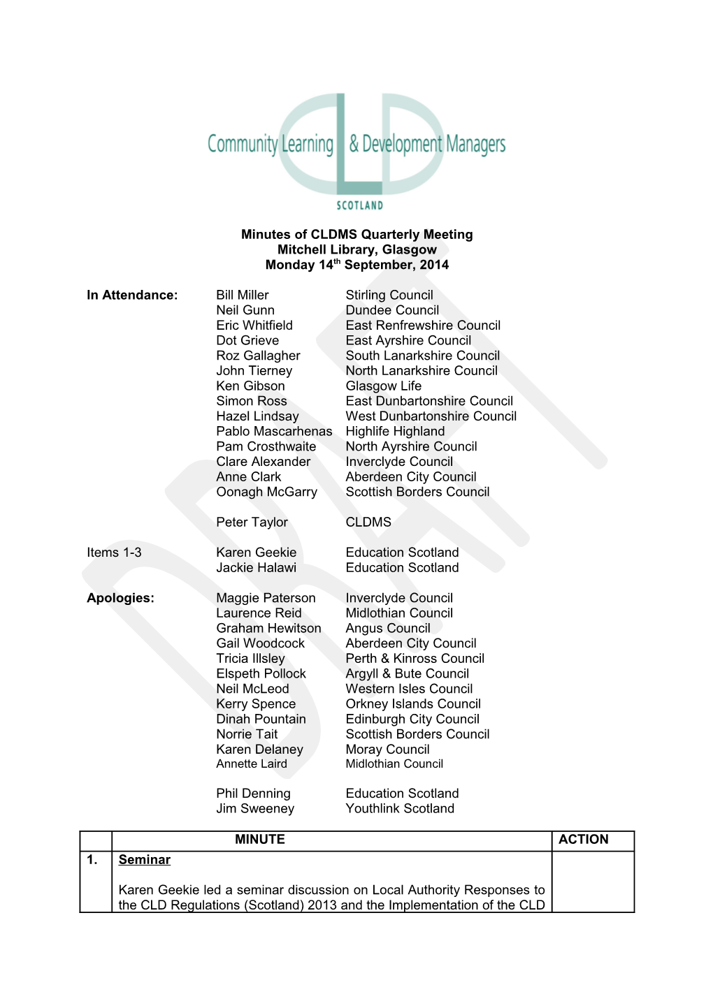 Minutes of Operational SMT Mtg