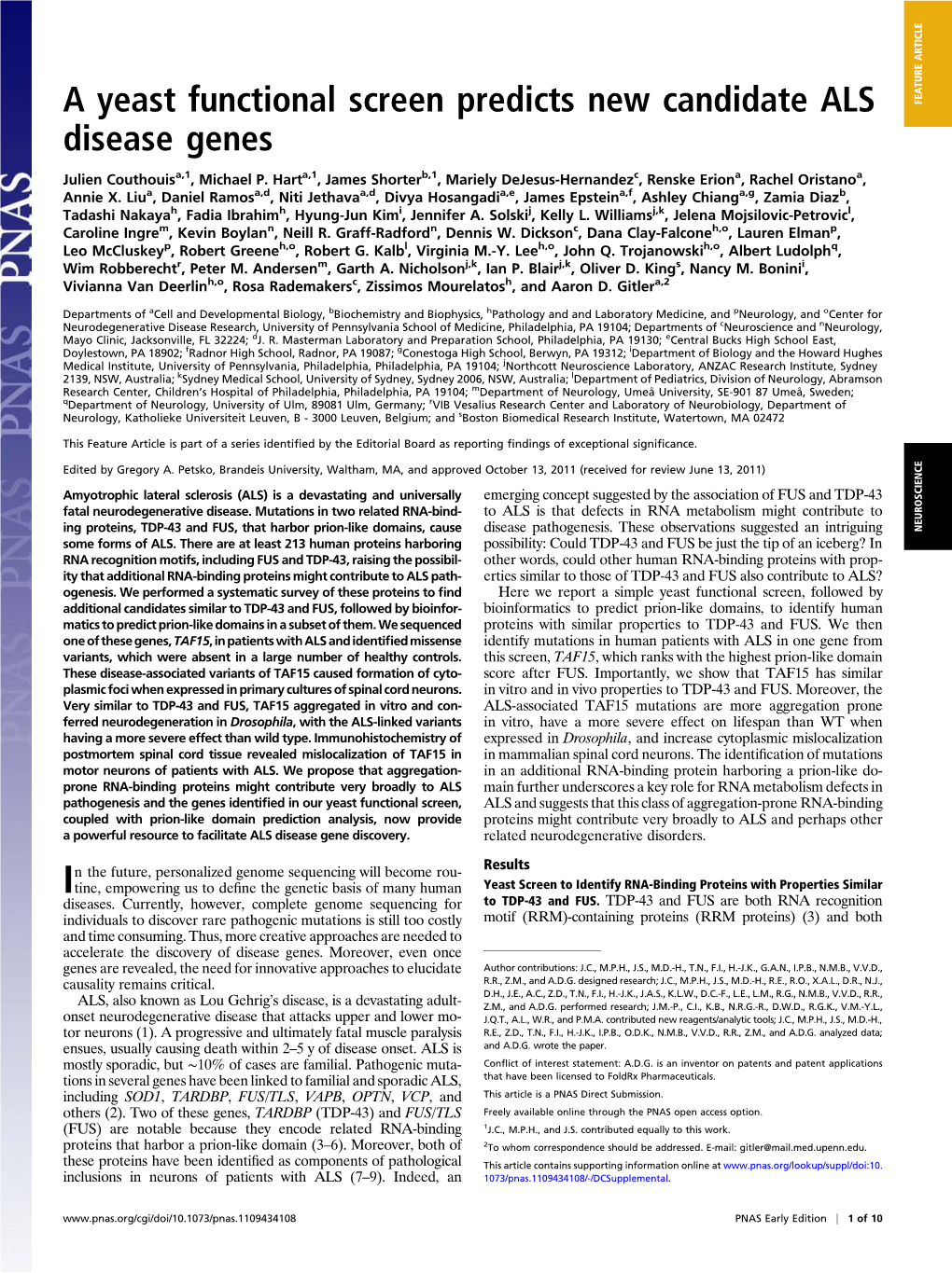 A Yeast Functional Screen Predicts New Candidate ALS Disease Genes