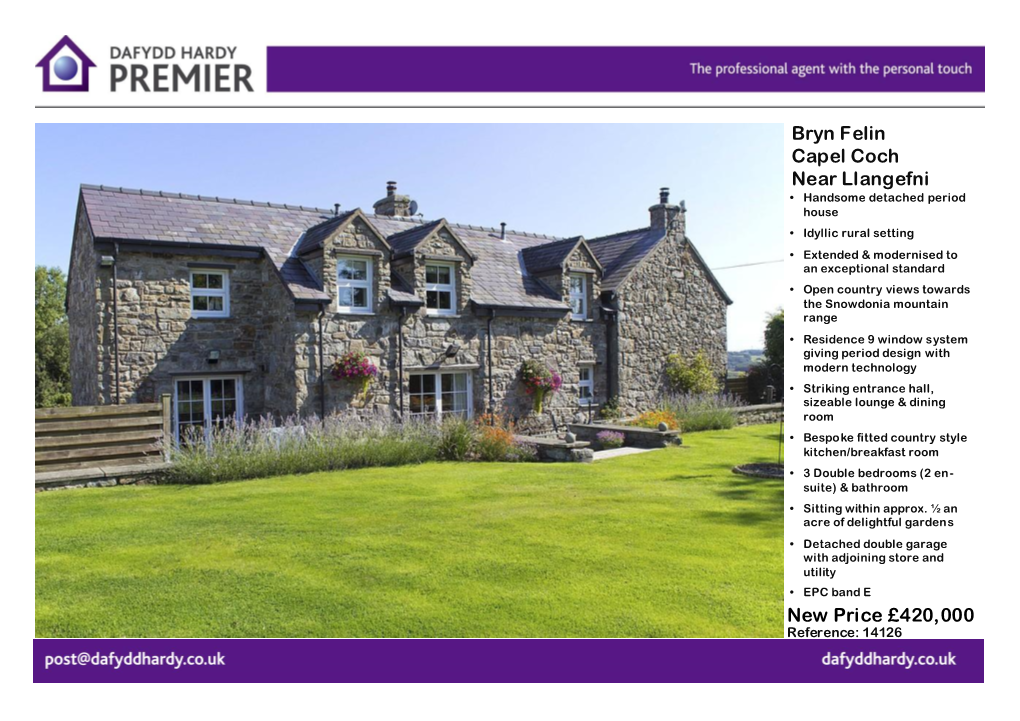 Bryn Felin Capel Coch Near Llangefni New Price £420,000