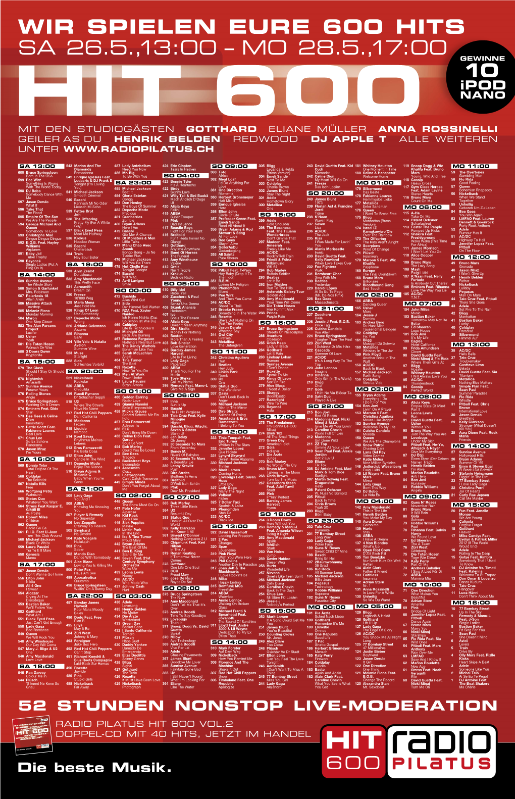 Wir Spielen Eure 600 Hits Sa 26.5.,13:00 – Mo 28.5.,17:00