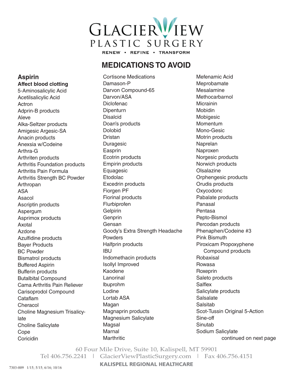 Medications to Avoid