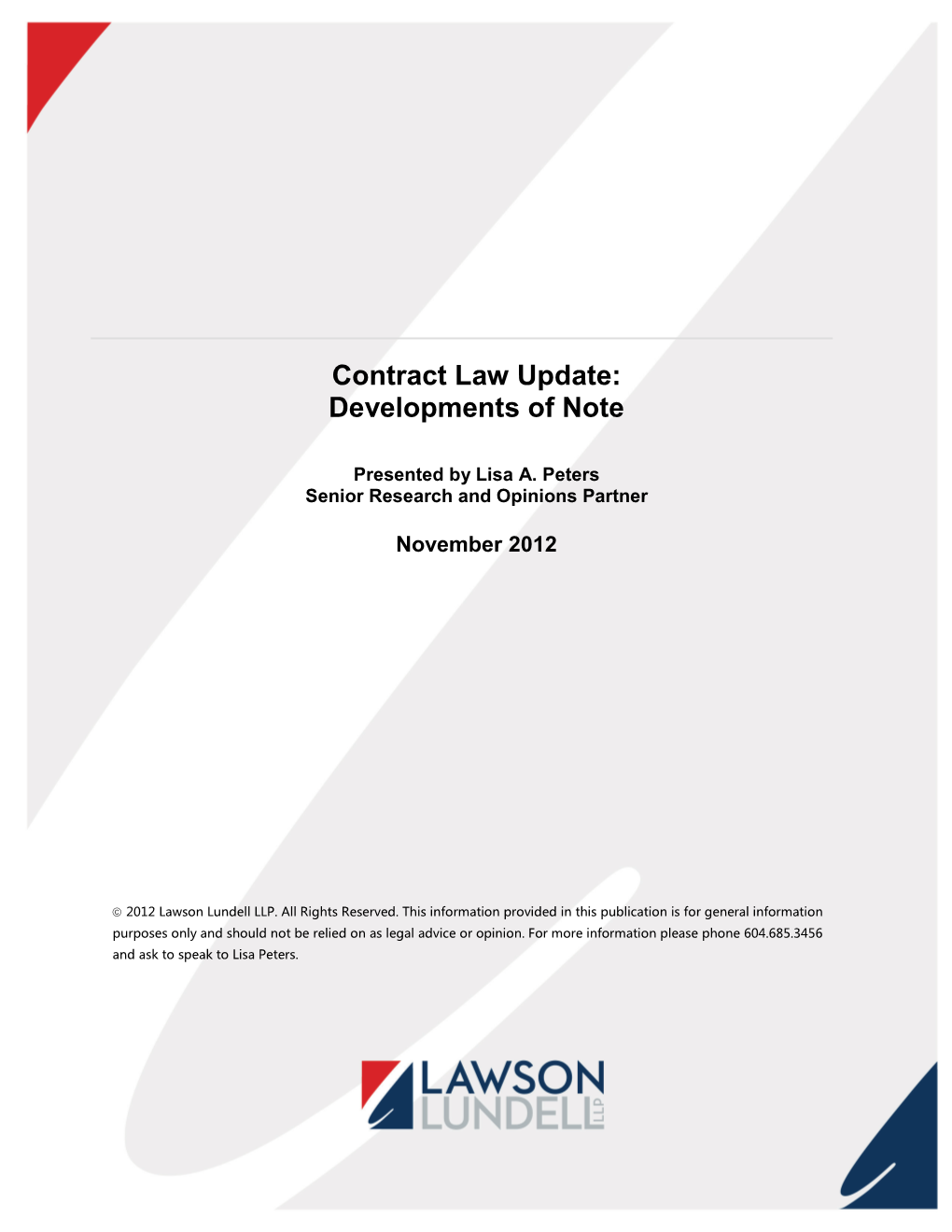 Contract Law Update: Developments of Note
