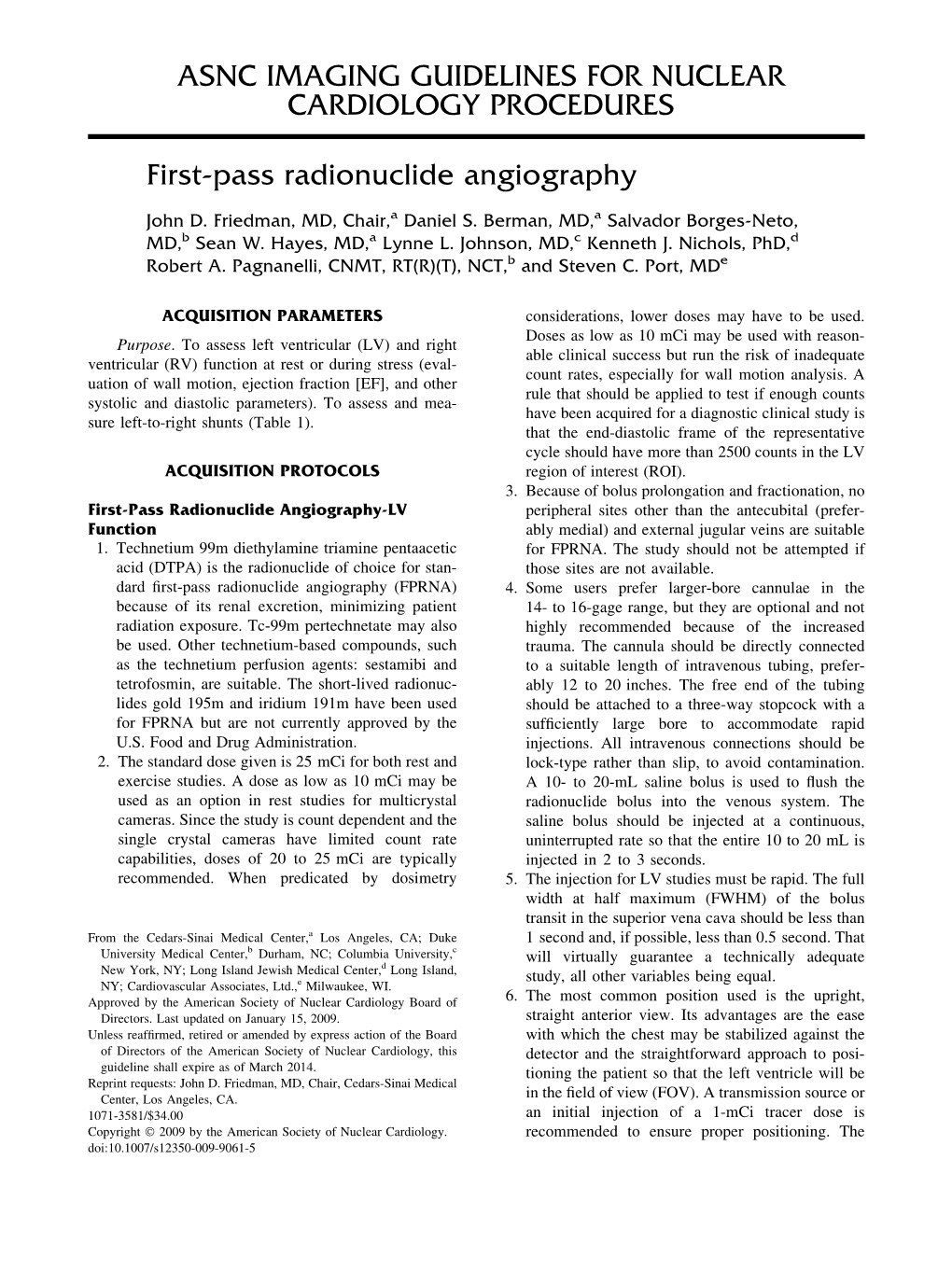 First-Pass Radionuclide Angiography (FPRNA)