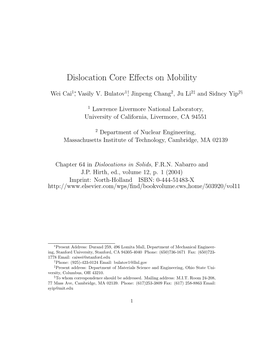 Dislocation Core Effects on Mobility