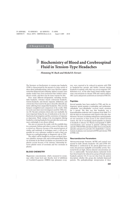 Biochemistry of Blood and Cerebrospinal Fluid in Tension-Type Headaches