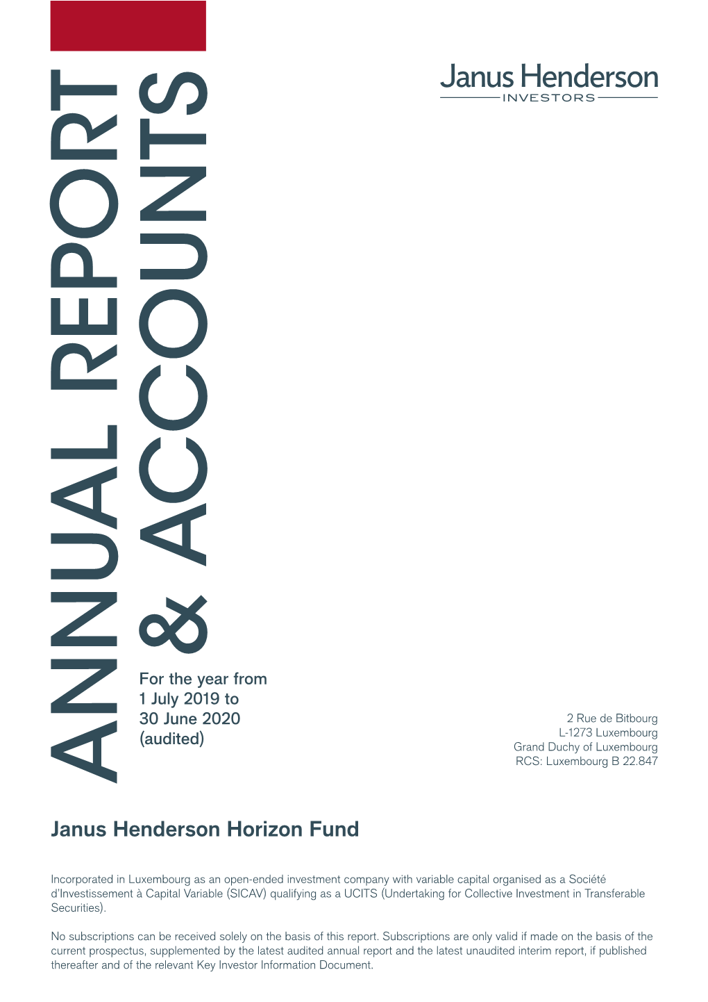 Janus Henderson Horizon Fund Annual Report