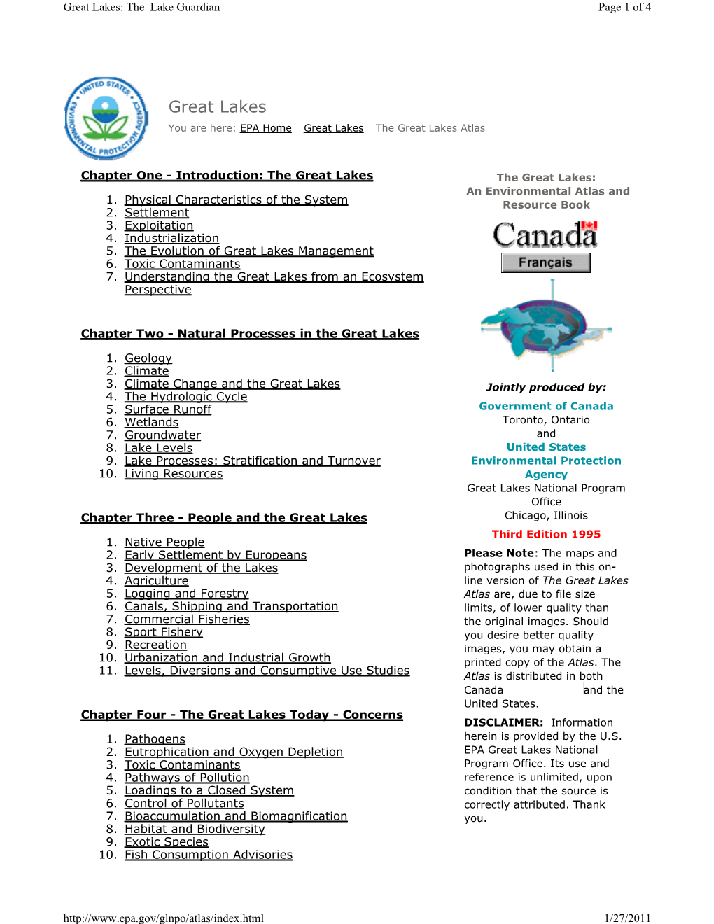 US Environmental Protection Agency 1995 Great Lakes Atlas