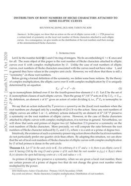 Arxiv:2001.06321V2 [Math.NT]