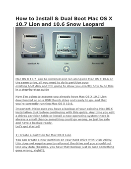 How to Install & Dual Boot Mac OS X 10.7 Lion and 10.6 Snow Leopard