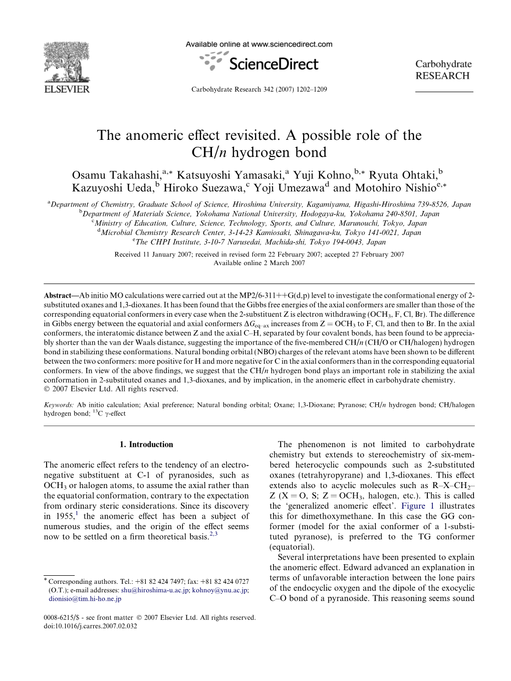 The Anomeric Effect Revisited. a Possible Role of the CH/N Hydrogen