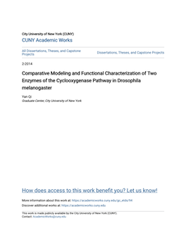 Comparative Modeling and Functional Characterization of Two Enzymes of the Cyclooxygenase Pathway in Drosophila Melanogaster