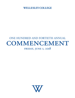 Wellesley College 2018 Commencement Program