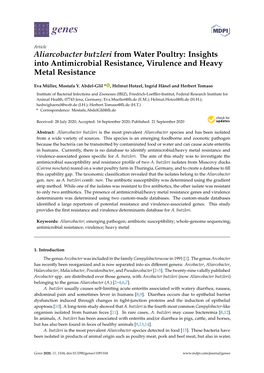 Aliarcobacter Butzleri from Water Poultry: Insights Into Antimicrobial Resistance, Virulence and Heavy Metal Resistance