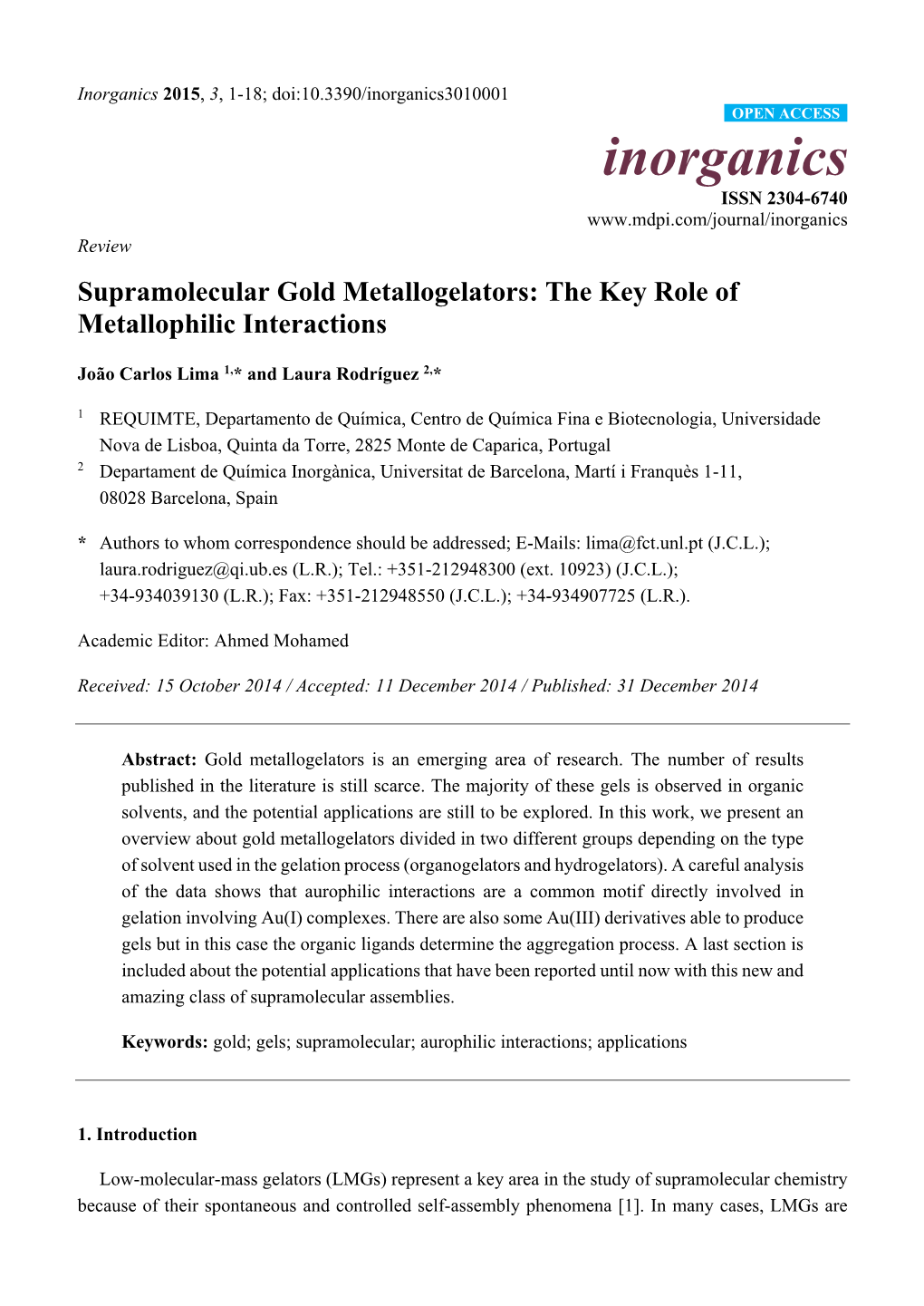 Supramolecular Gold Metallogelators: the Key Role of Metallophilic Interactions