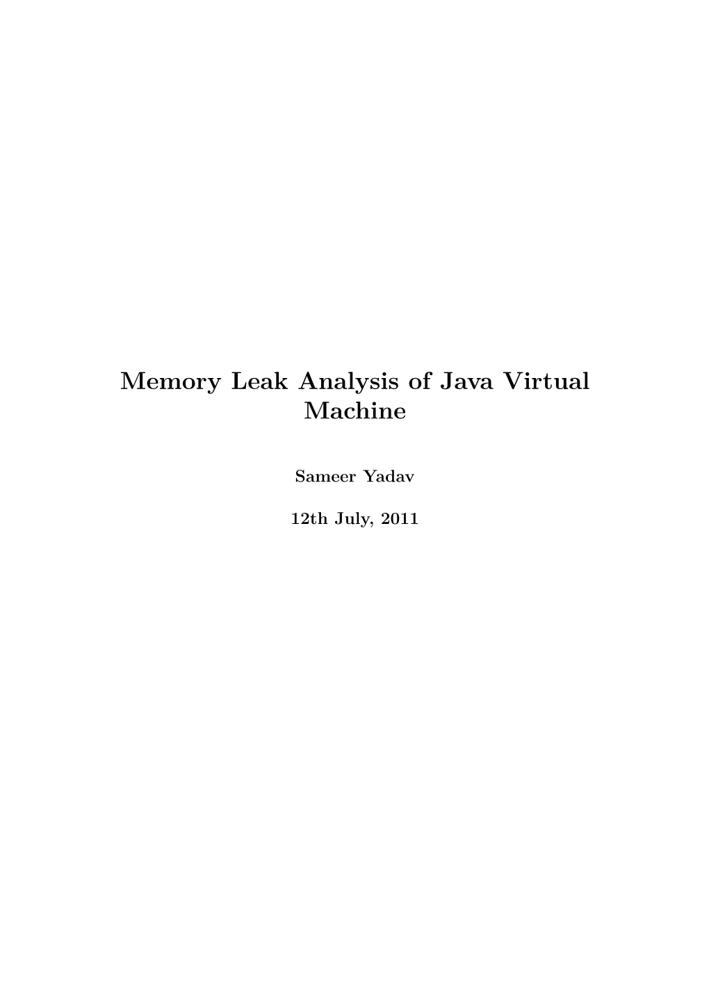 Memory Leak Analysis of Java Virtual Machine