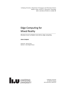 Edge Computing for Mixed Reality