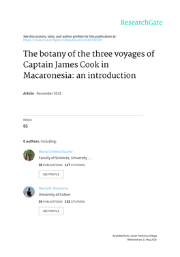 The Botany of the Three Voyages of Captain James Cook in Macaronesia: an Introduction