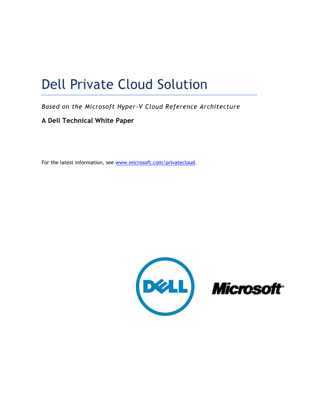 Dell Private Cloud Solution