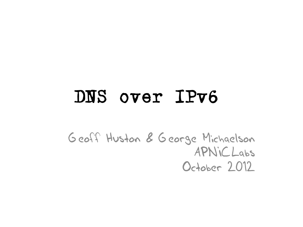 DNS Over Ipv6