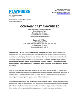 'Company' Cast Announced