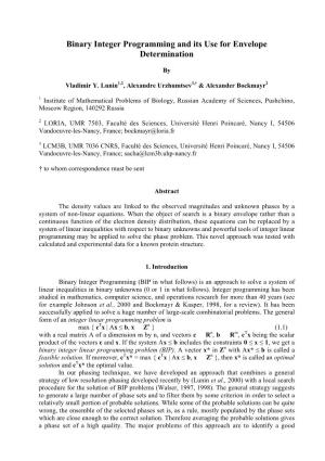 Binary Integer Programming and Its Use for Envelope Determination