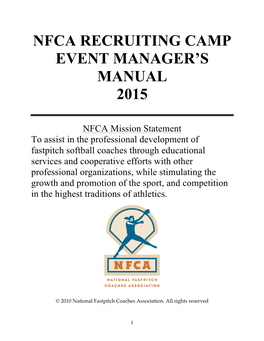 Nfca Recruiting Camp Event Manager's Manual 2015