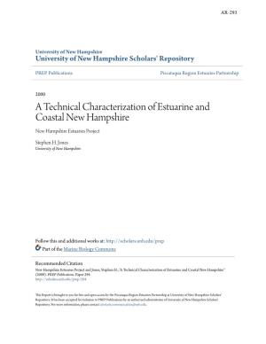 A Technical Characterization of Estuarine and Coastal New Hampshire New Hampshire Estuaries Project